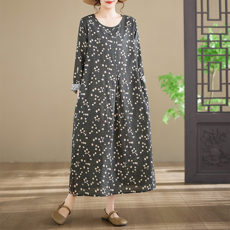Ethnic Style Dresses - New plus Size Long Sleeve Cotton