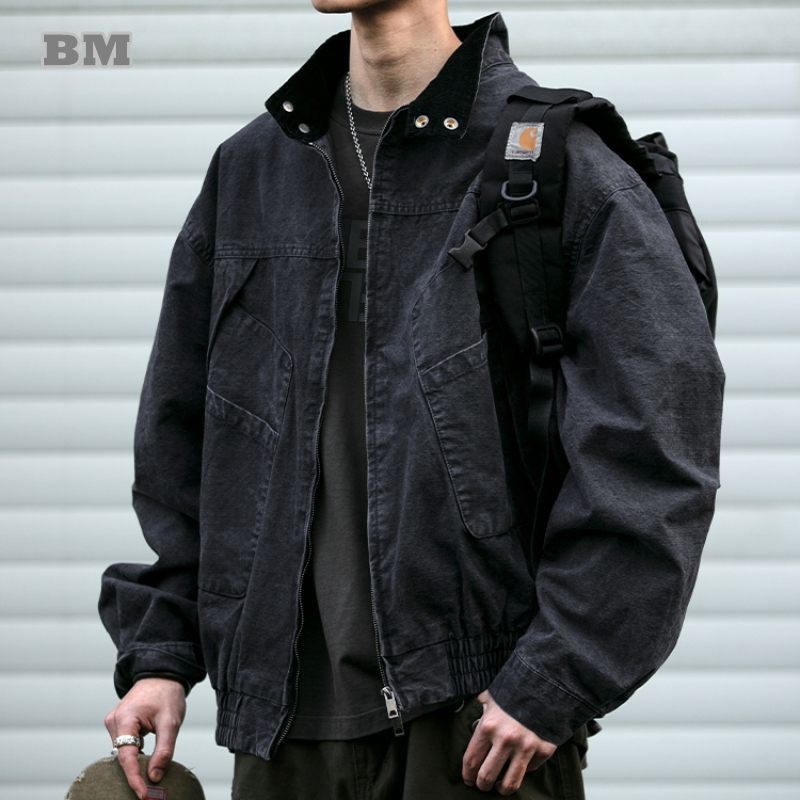 Haori Japanese Jacket - Premium Menswear Workwear Jacket Vintage Washed