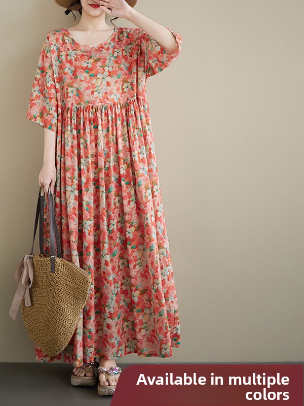 Ethnic Style Dresses - Summer New plus Size round Neck