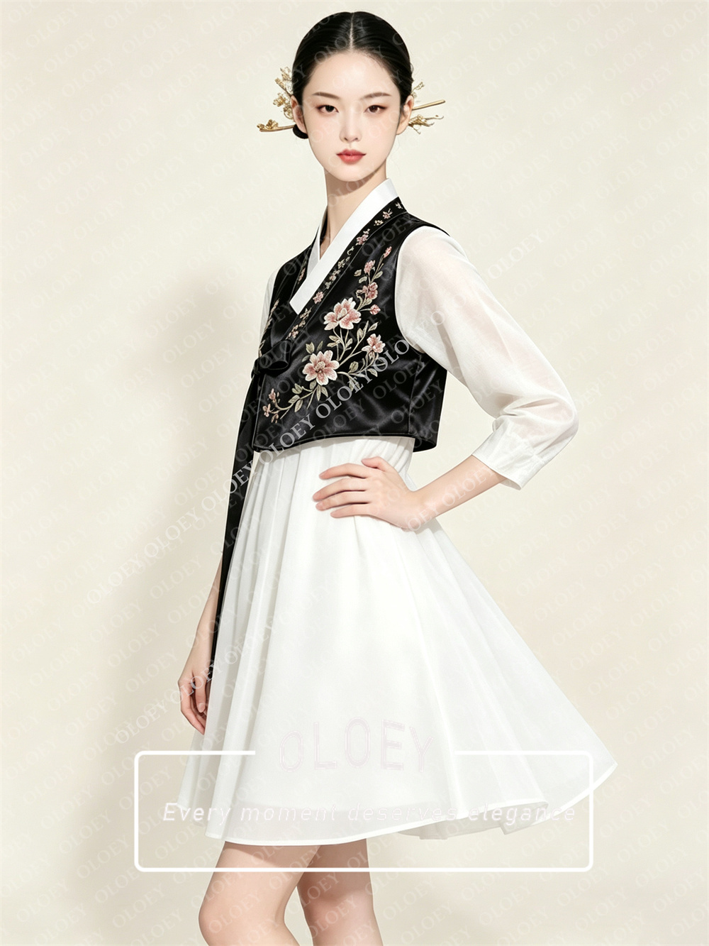 OLOEY Stylish Black Satin Ivor - Hanbok Modern Set 评论和价格