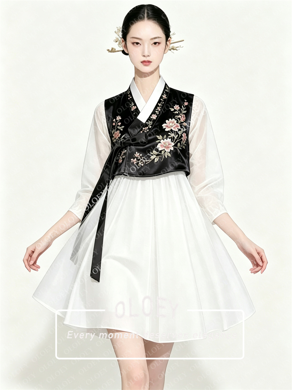 OLOEY Stylish Black Satin Ivor - Hanbok Modern Set 评论和价格