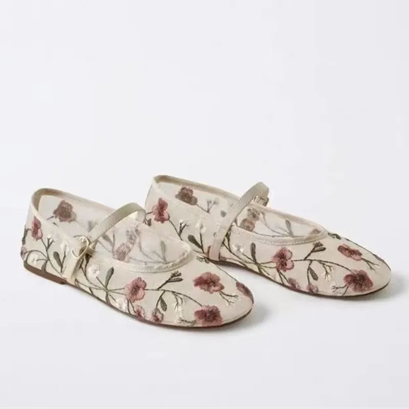 Mesh Embroidered Leisure Balle - Ethnic Fashion Brand 评论和价格