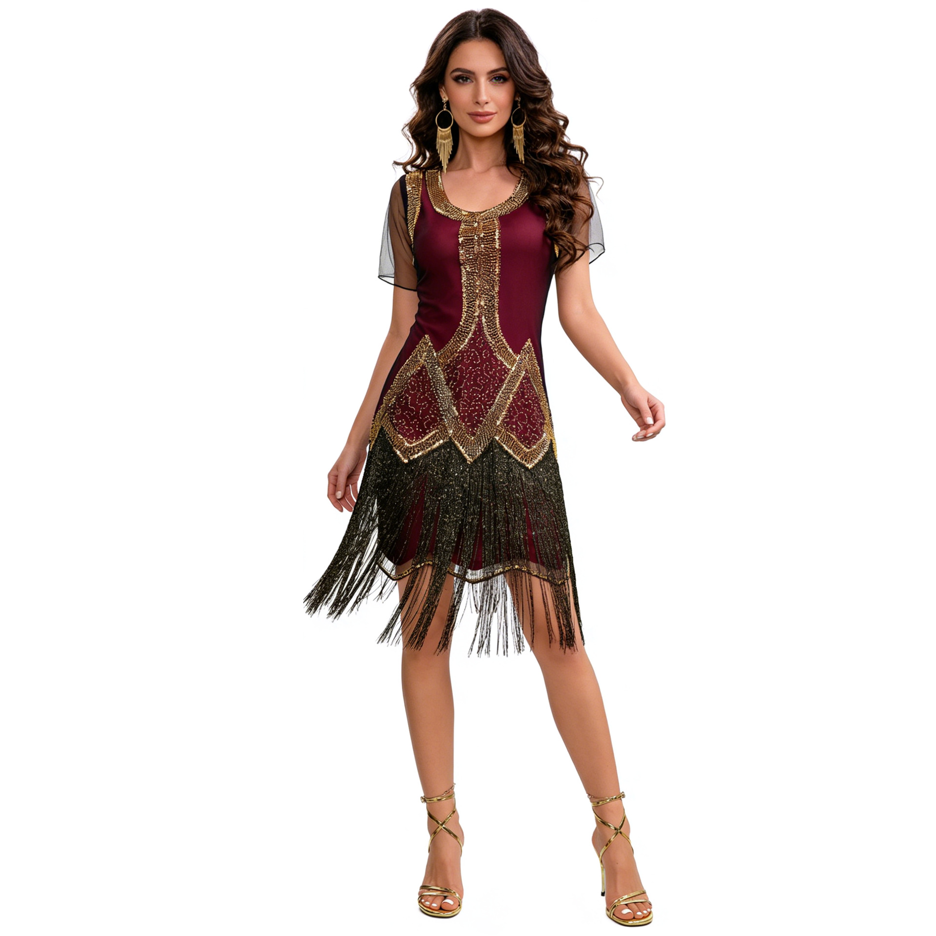 Retro 1920s Sequin Dress Cockt - Ethnic Fashion Dress 评论和价格