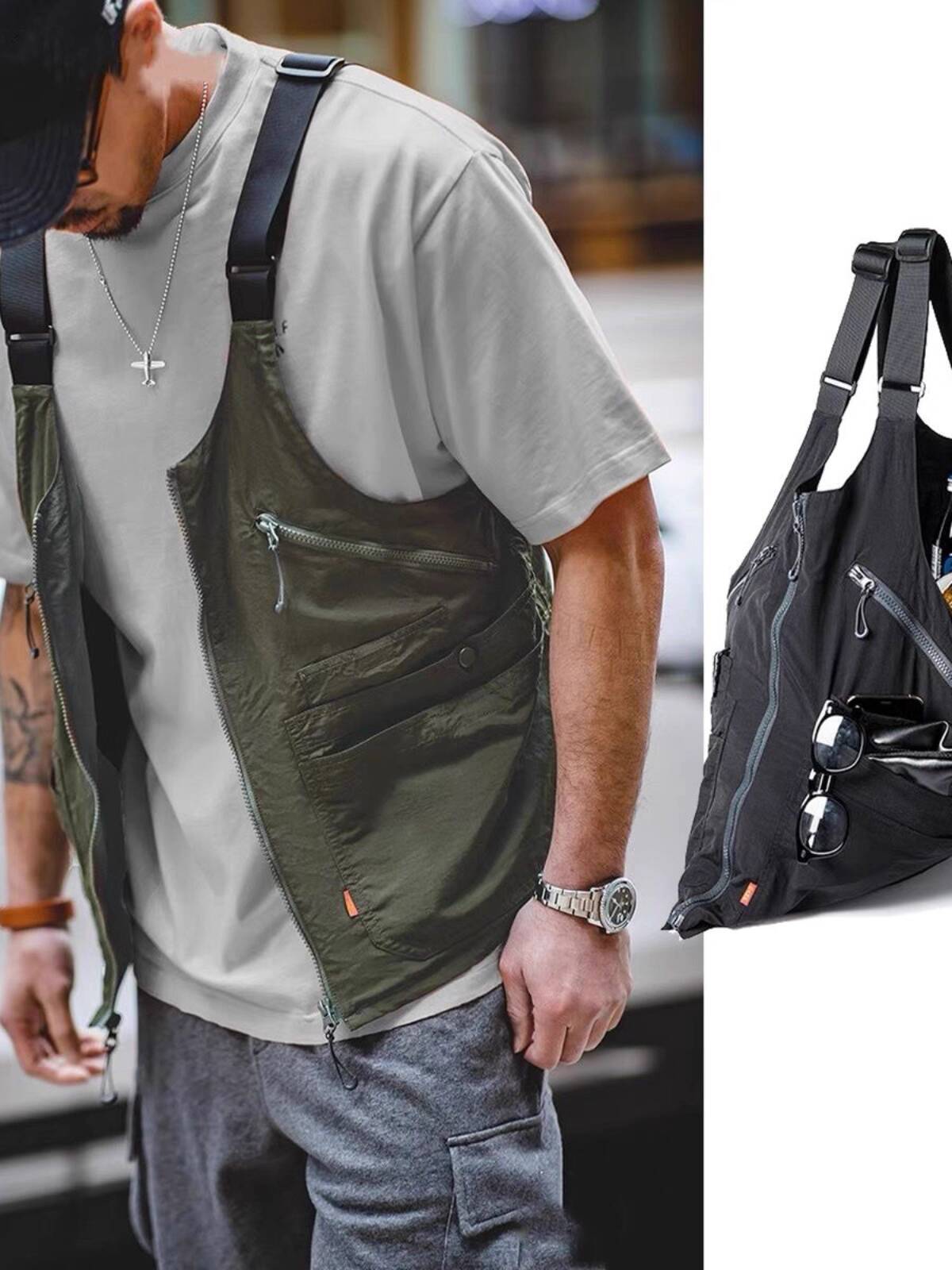 Retro Functional Cargo Vest Me - Haori Japanese Jacket 评论和价格
