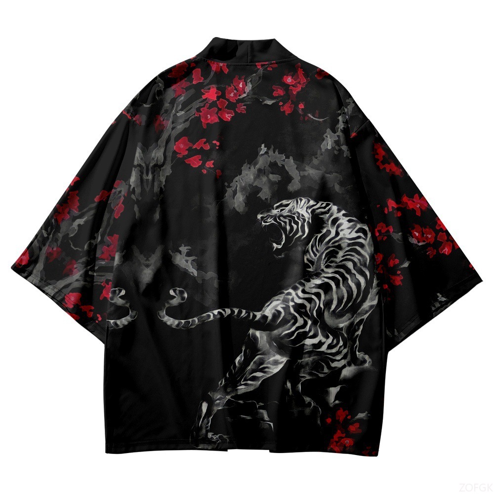 Black Kimono Open Collar Men's - Haori Japanese Jacket 评论和价格