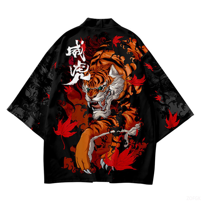 Black Kimono Open Collar Men's - Haori Japanese Jacket 评论和价格