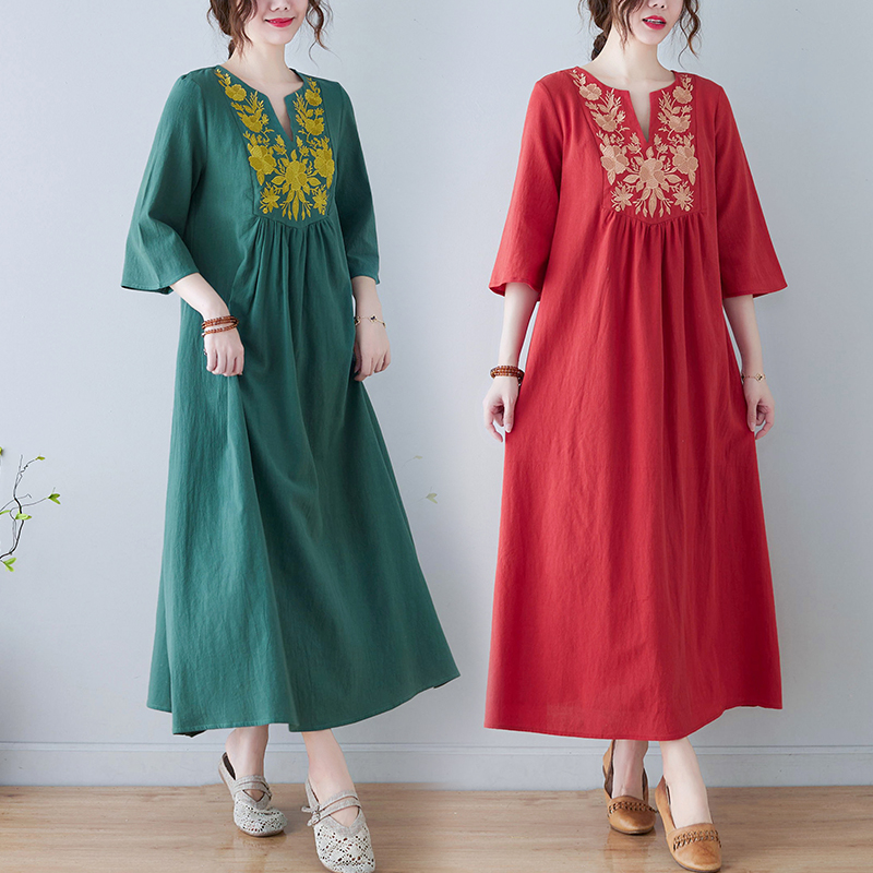 New Ethnic Style Loose Deep V- - Ethnic Fashion Trend 评论和价格