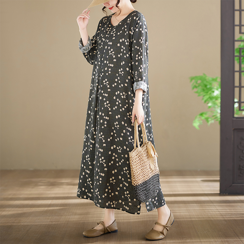 New plus Size Long Sleeve Cott - Ethnic Style Dresses 评论和价格