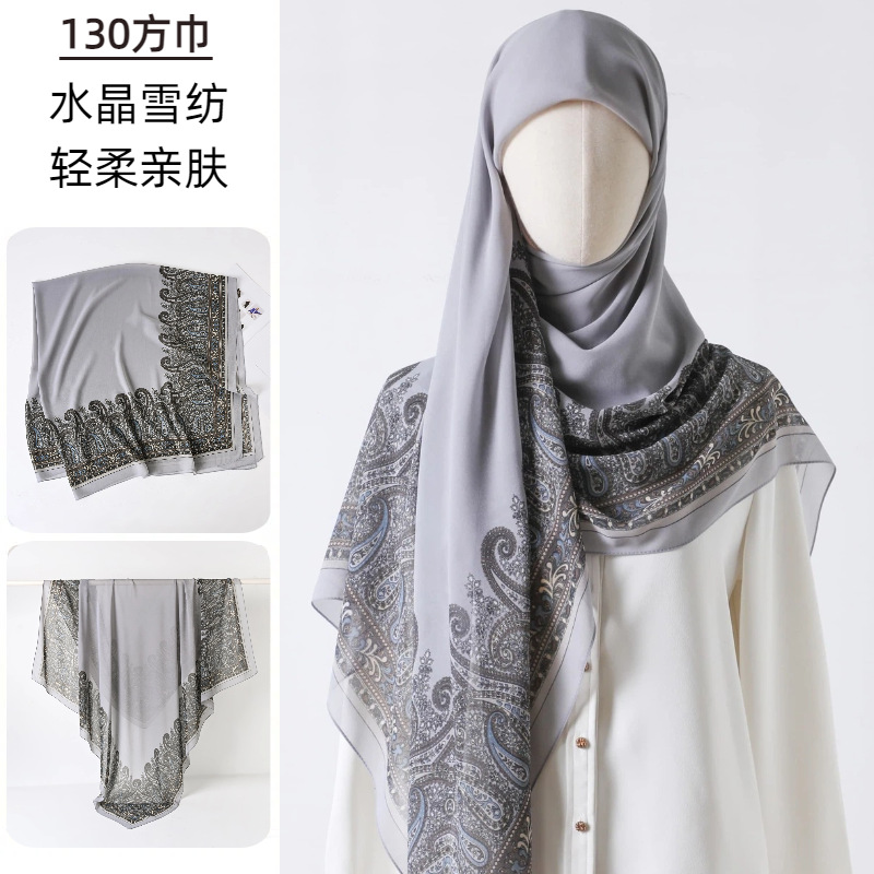 Large Square Scarf Printed Gau - Go Ethnic Fashion 评论和价格