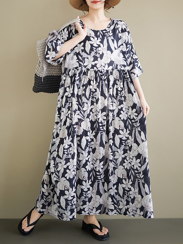 Summer New plus Size round Nec - Ethnic Style Dresses 评论和价格