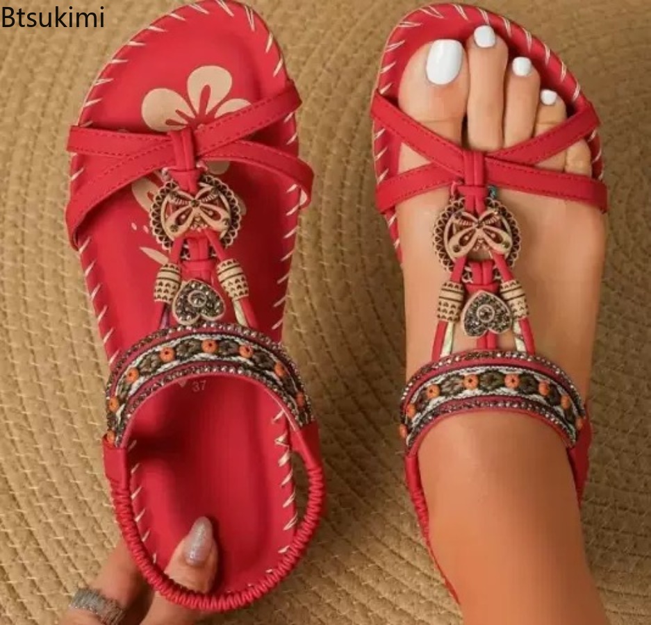Women Bohemian Sandals Outdoor - Ethnic Fashion Dress 评论和价格