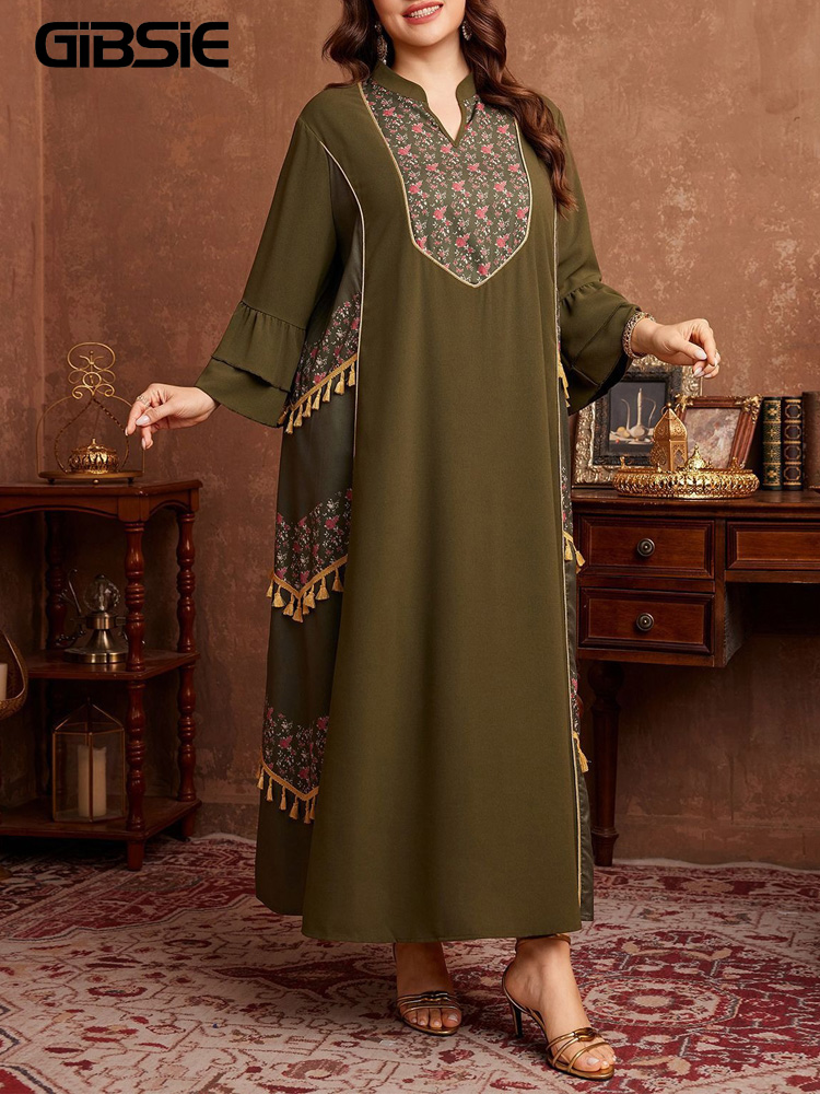 GIBSIE Plus Size Ethnic Style  - Ethnic Style Dresses 评论和价格